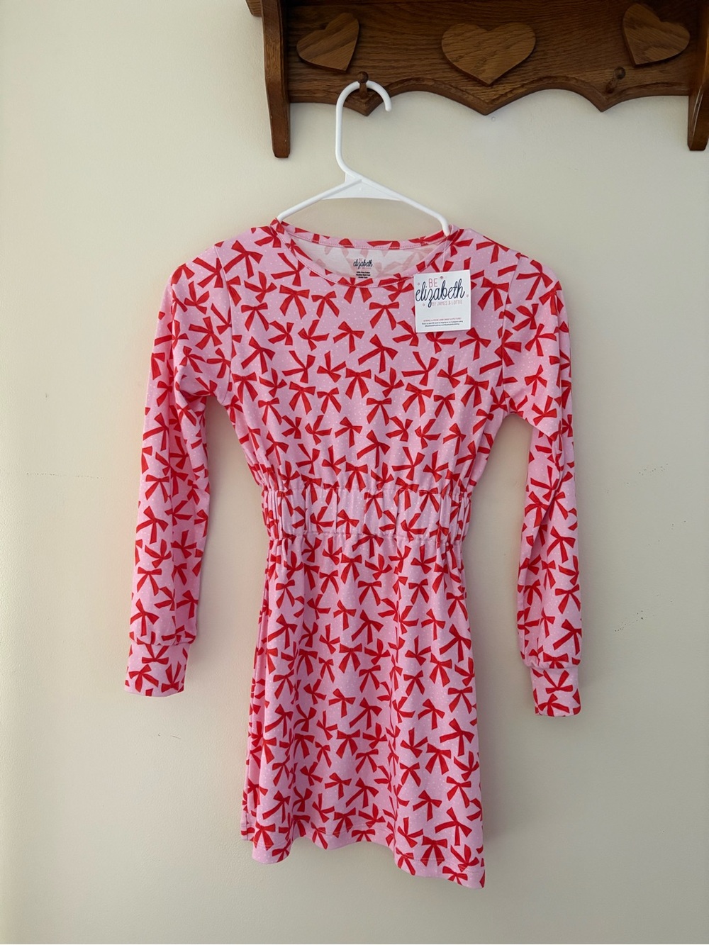 NWT James and Lottie Elastic Waist Red Bows Dress Size 8